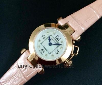 Replica Cartier Pasha Lady Quartz Watch Rose Gold Pink Leather